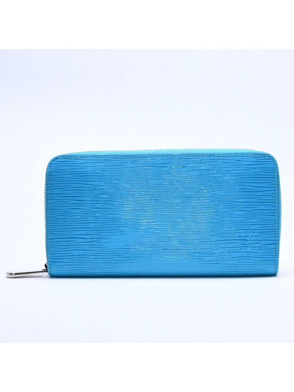 Louis Vuitton Zippy Wallet Epi Leather Silver Turquoise Blue